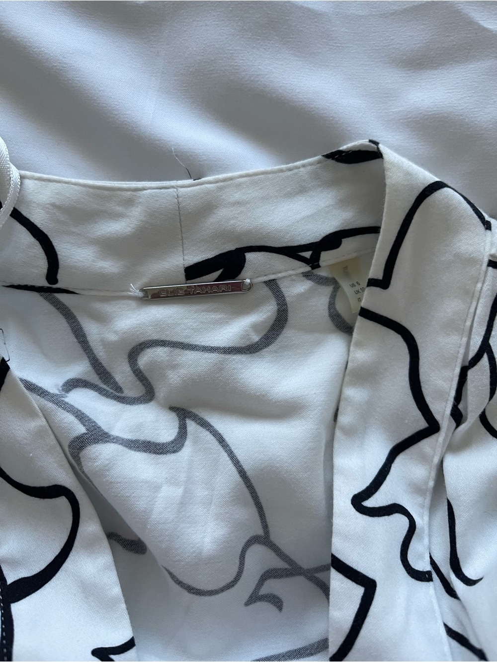 Elie Tahari White Abstract Print Wrap Maxi Dress Belted Kimono Sleeve Size 6 - Picture 9 of 10